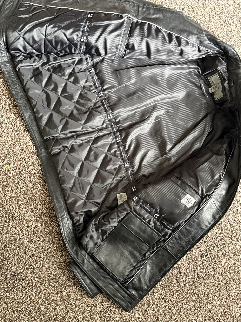 Men's Vintage Black Leather Zip-Up Bomber Jacket - Picture 5 of 9